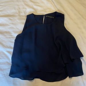 Zara Navy Crop Blouse